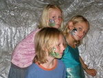 face painting at carnival night in local restaurant